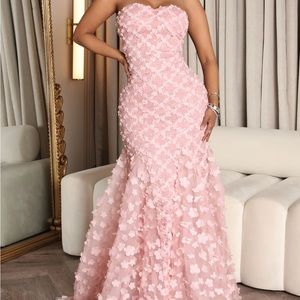 Carmen Floral Maxi Gown - Blush